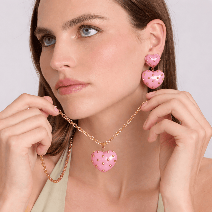 Lavinia Rose Resin Studded Heart Drop Earrings