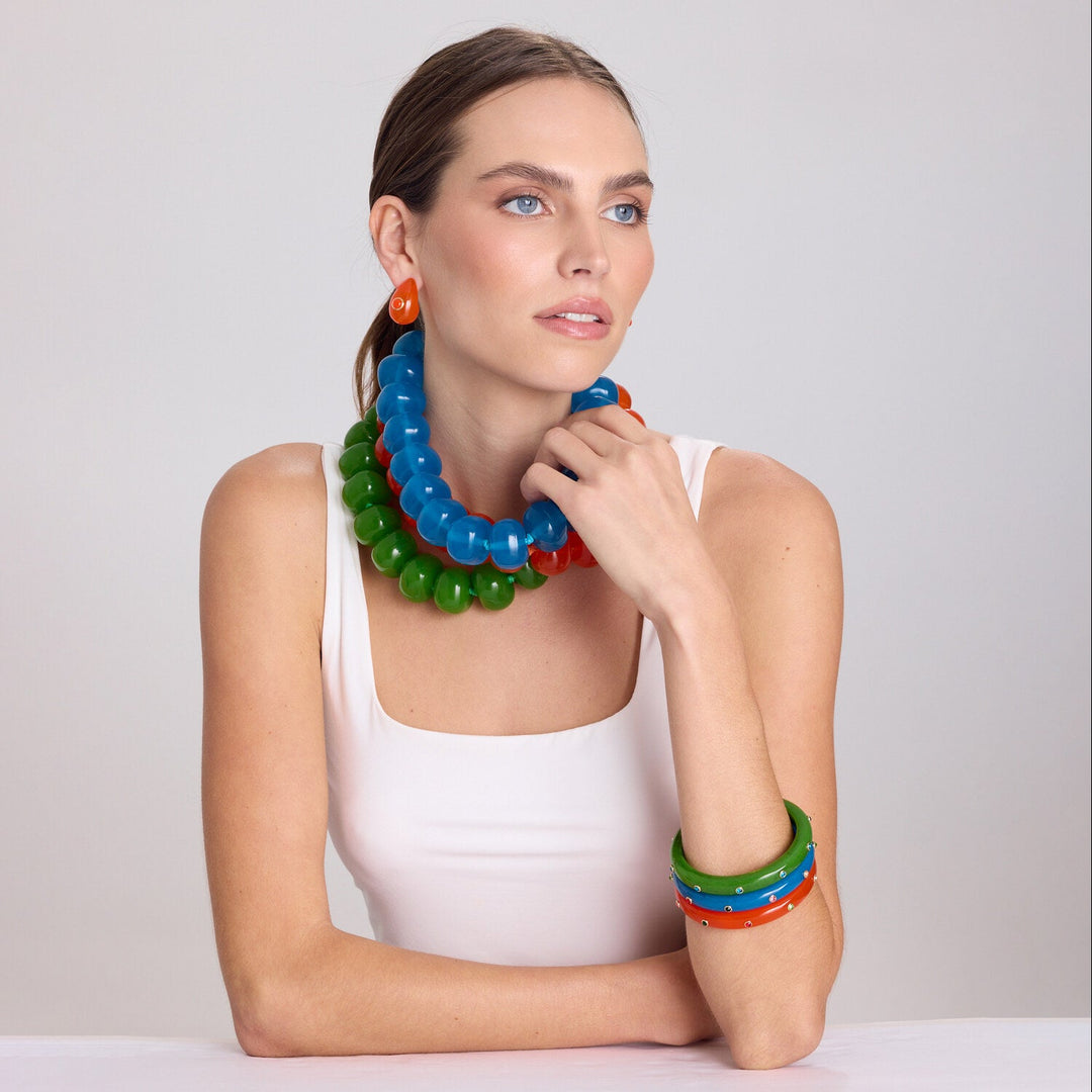 Kristen Green Studded Resin And Stone Bangle