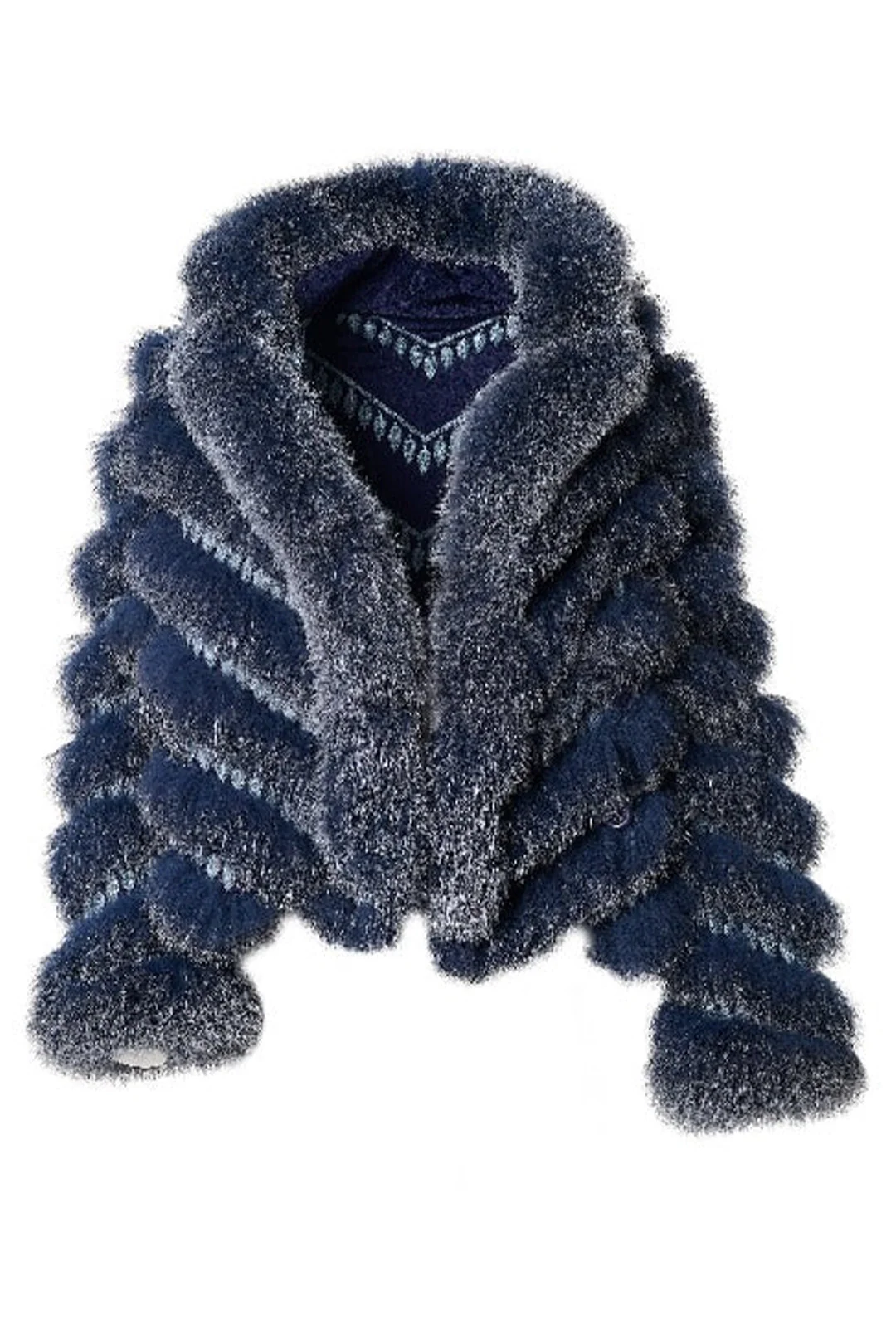 Reversible Silk to Fox Fur Jacket in Marine