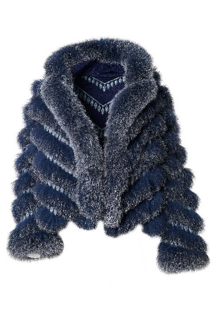 Reversible Silk to Fox Fur Jacket in Marine
