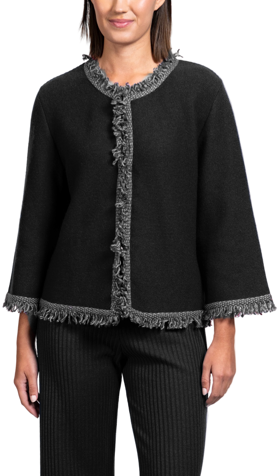 Rita Fringe Jacket ; Anthracite