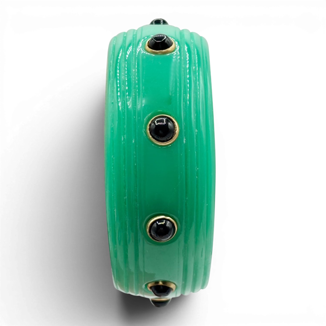 Rosa Jade And Black Onyx Resin Bangle