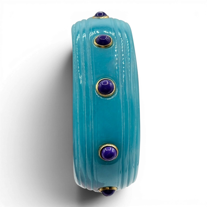 Rosa Turquoise And Black Lapis Resin Bangle