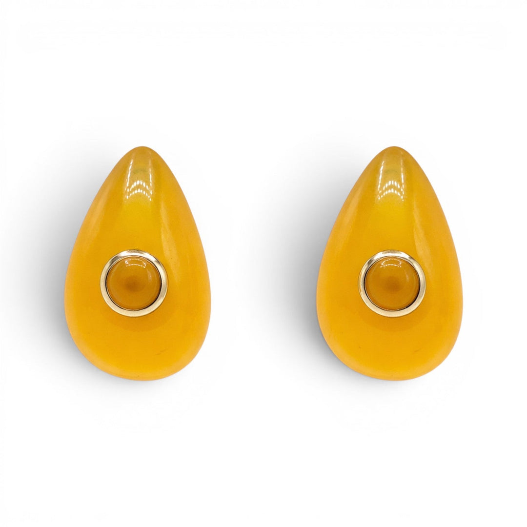 Rosamund Ochre Resin Pierced Earrings