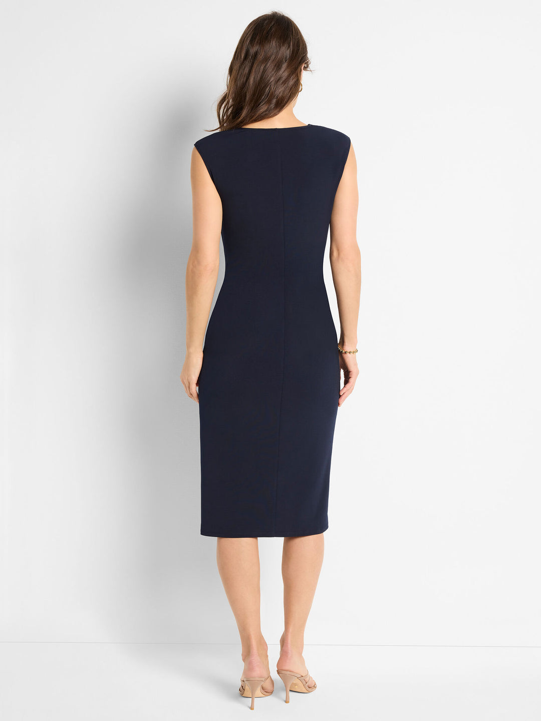 Side Ruche Knit Dress - Dark Indigo