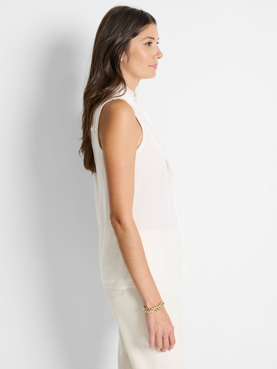 Falling Chiffon Woven Tank - Classic Cream