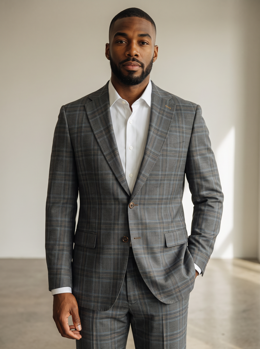 7 Downie St. Catania Super 100's Wool Glen Plaid Sport Coat in Green