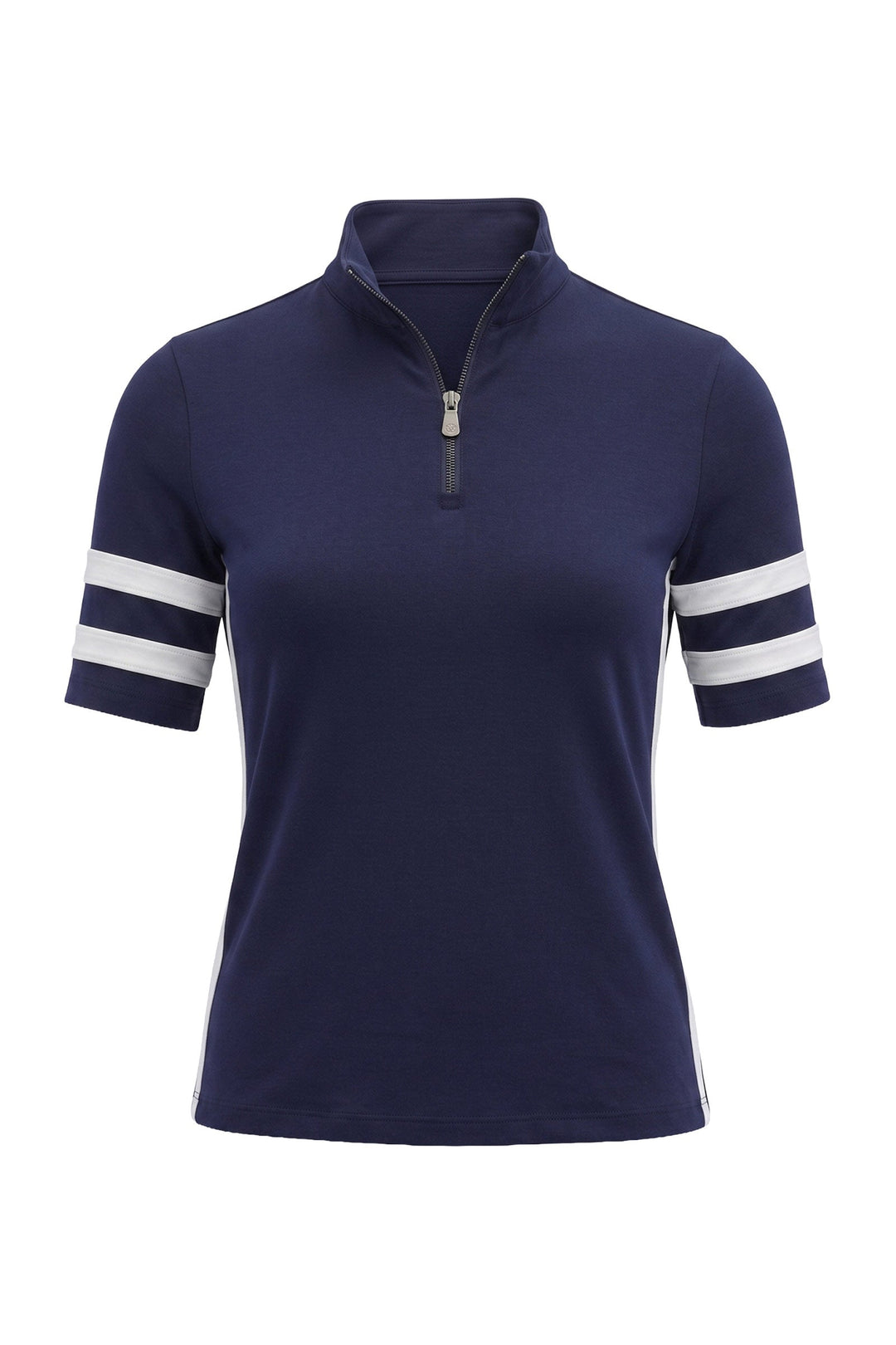 Serena Sport Striped Zip-Up Short Sleeve Top