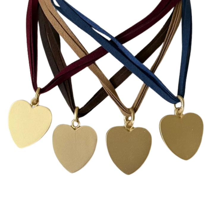 Three-Strand Chocolate Suede Necklace With Heart Pendant