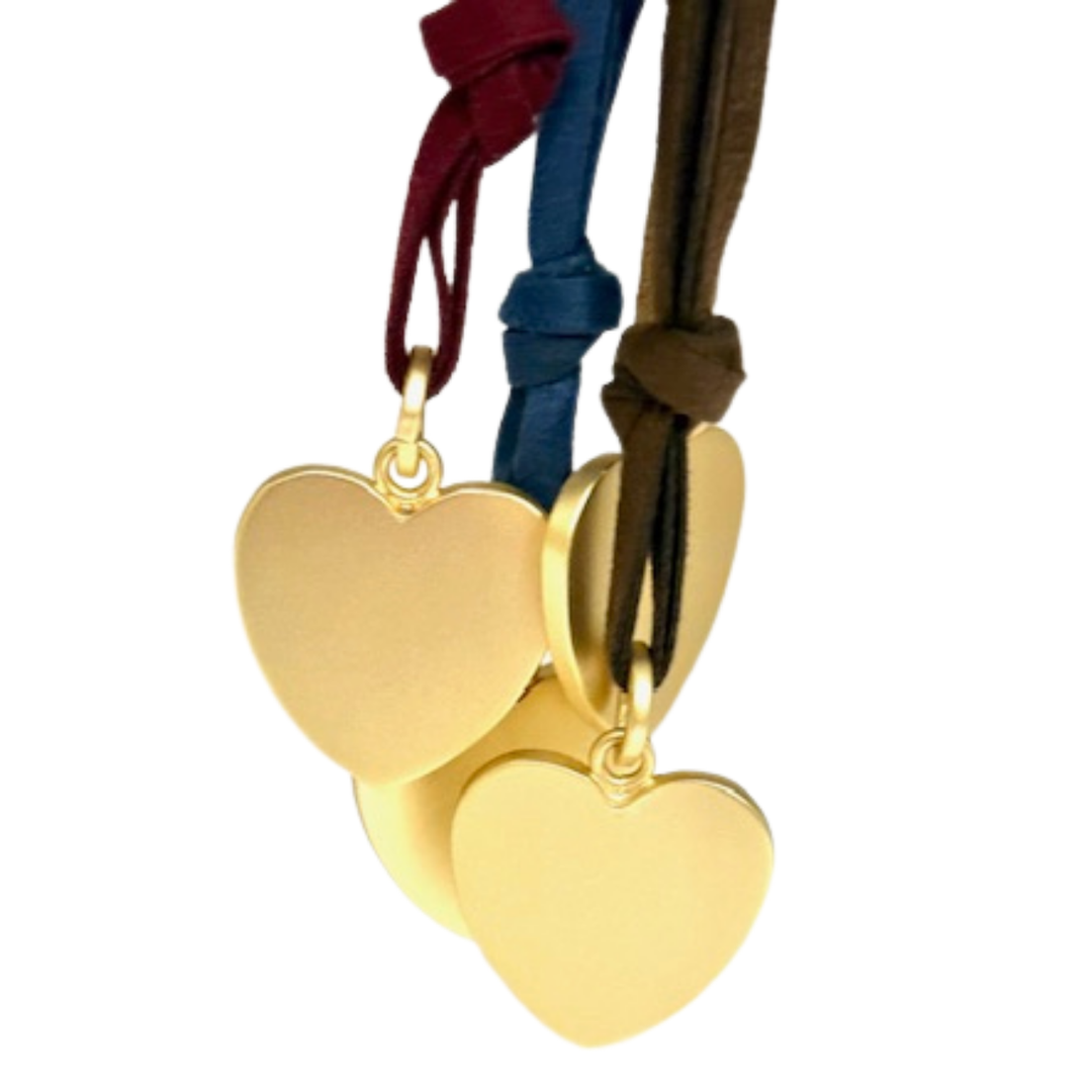 Three-Strand Navy Suede Necklace With Heart Pendant