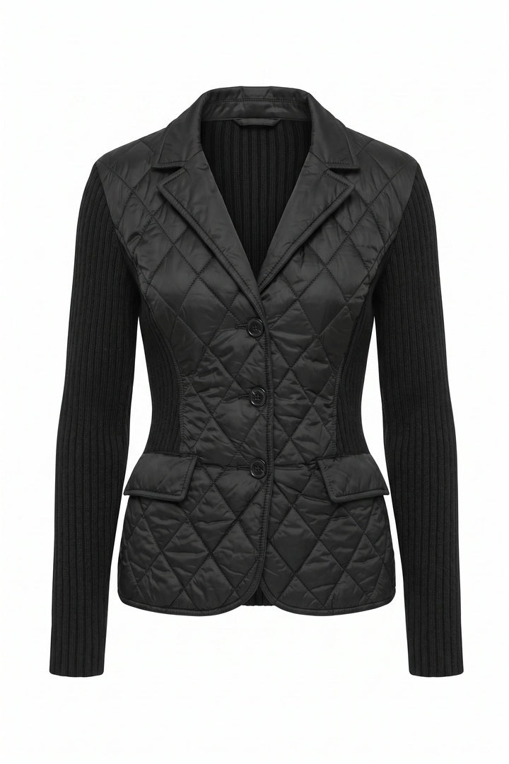 Sora Mixed Media Quilted Front 3-Button Blazer