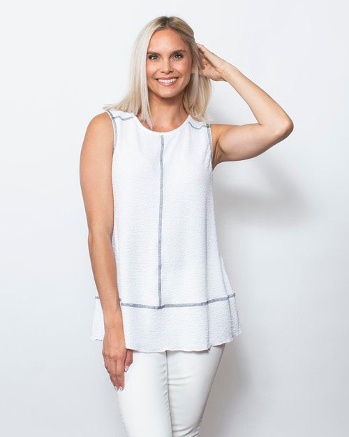 Seersucker Contrast Ballet Tank