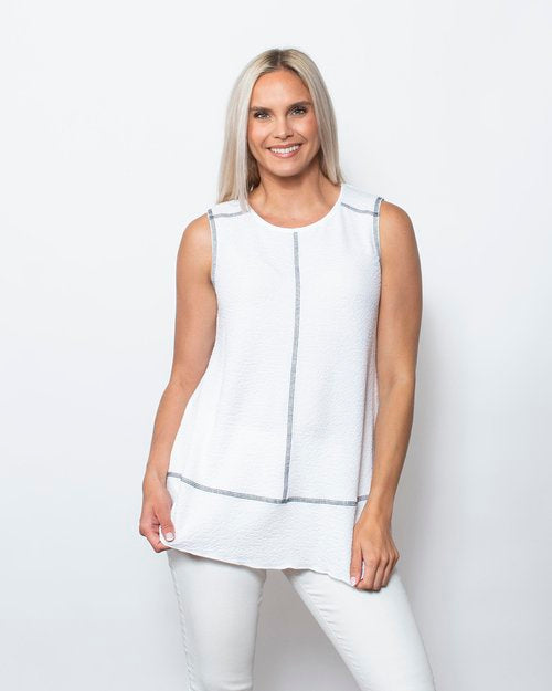 Seersucker Contrast Ballet Tank