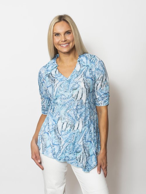 Crinkle Johnny Collar Top