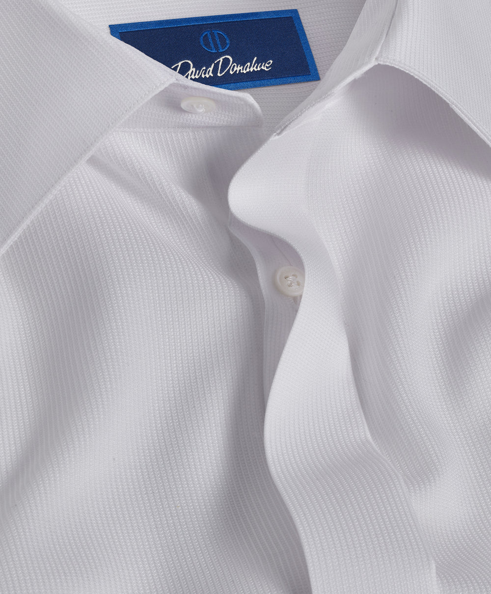 Detail of micro dobby weave and covered placket