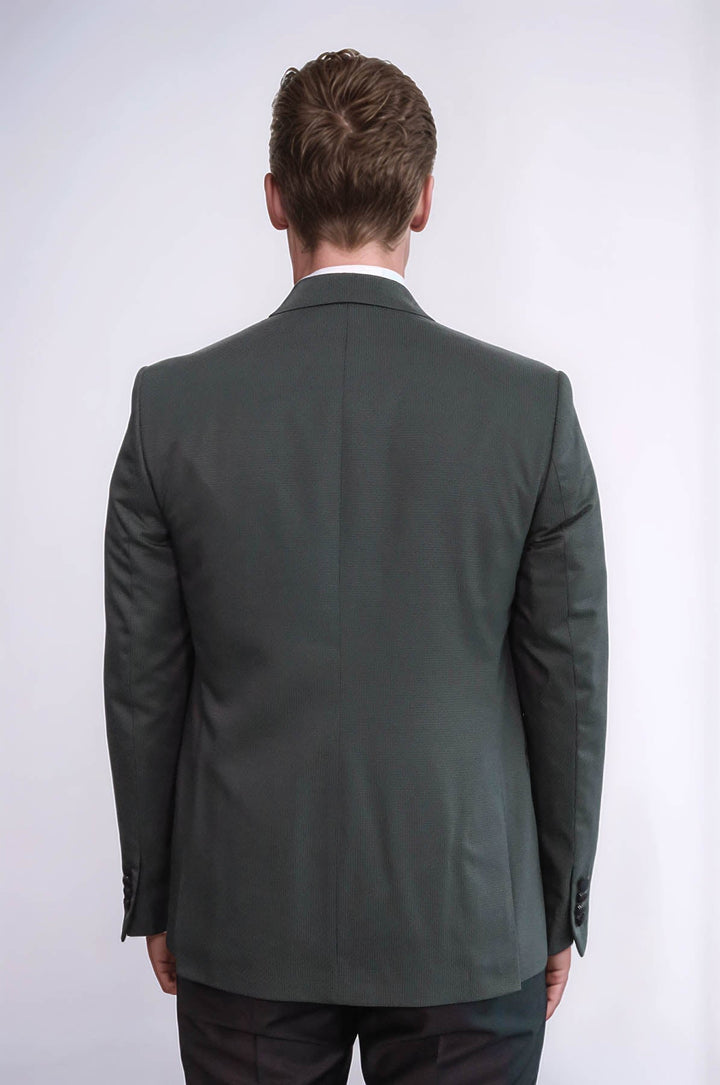 Dot Patterned Dark Green Men Tuxedo - Wessi
