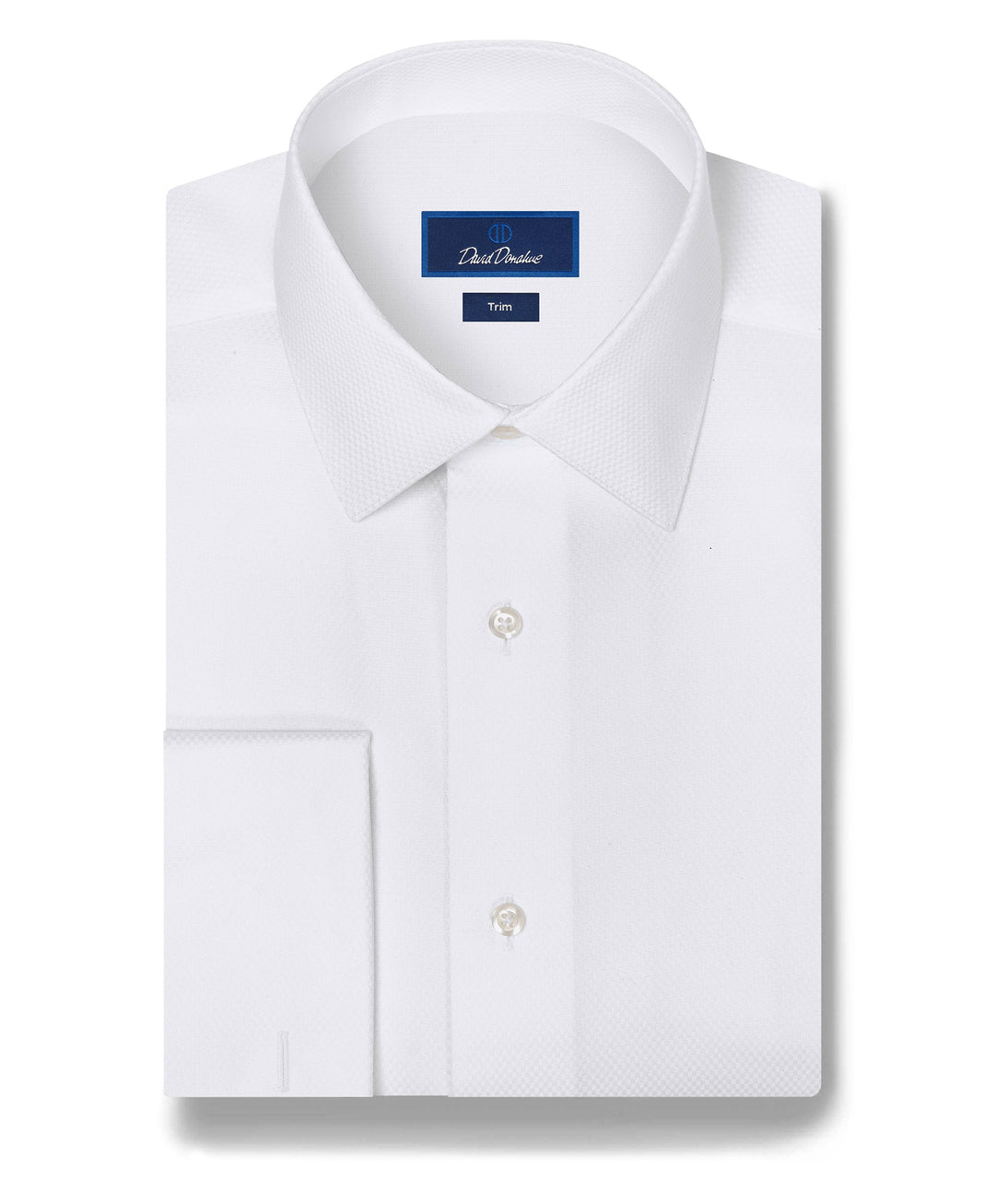 David Donahue TT835110 Dobby Weave French Cuff Formal Shirt in white