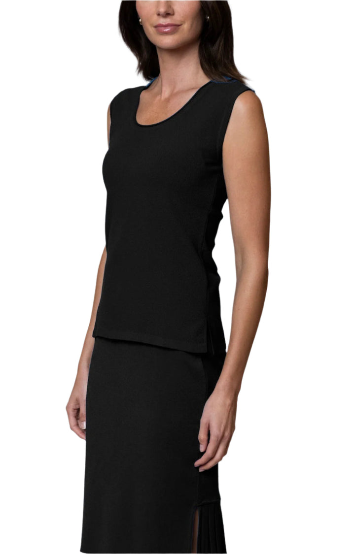 Teresa Round Neck Tank Top,Black