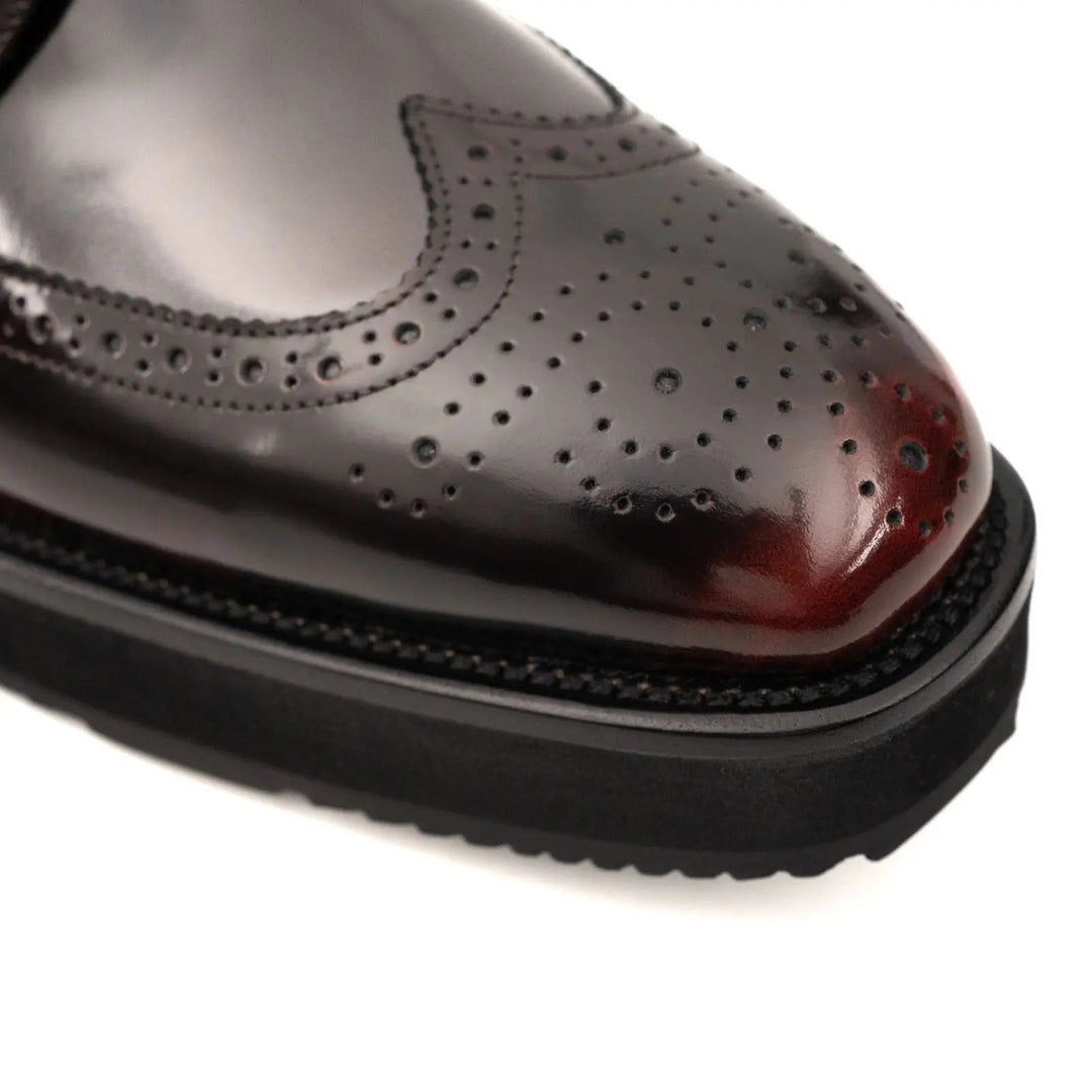 Tri-Stripe Patent Brogue Bootie