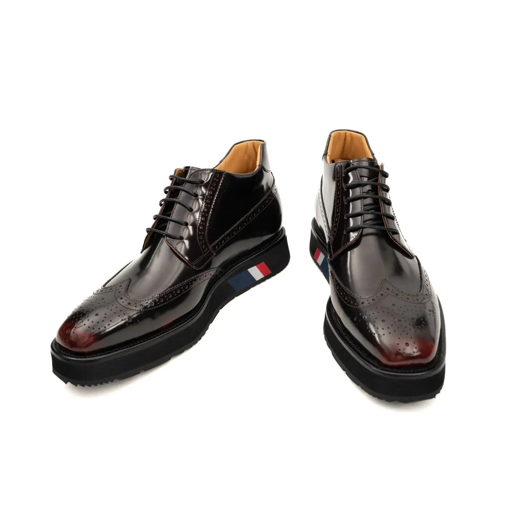 Tri-Stripe Patent Brogue Bootie