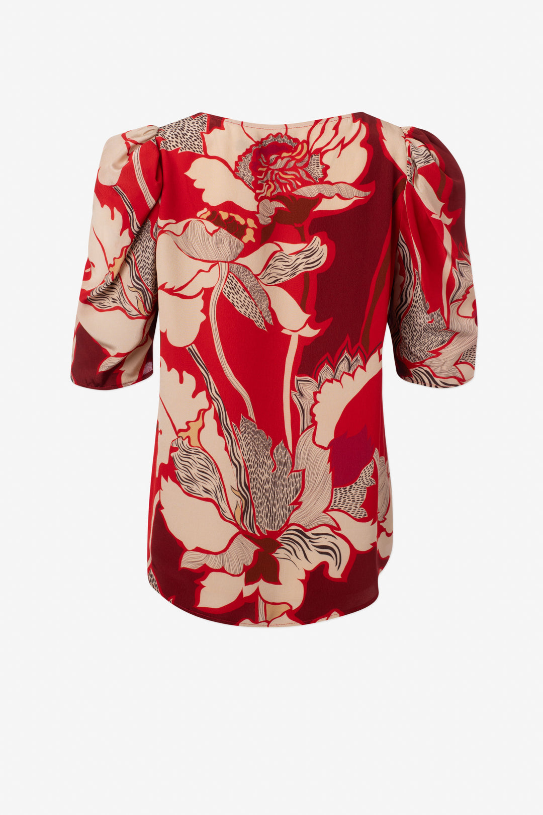 Printed short sleeve V neck blouse