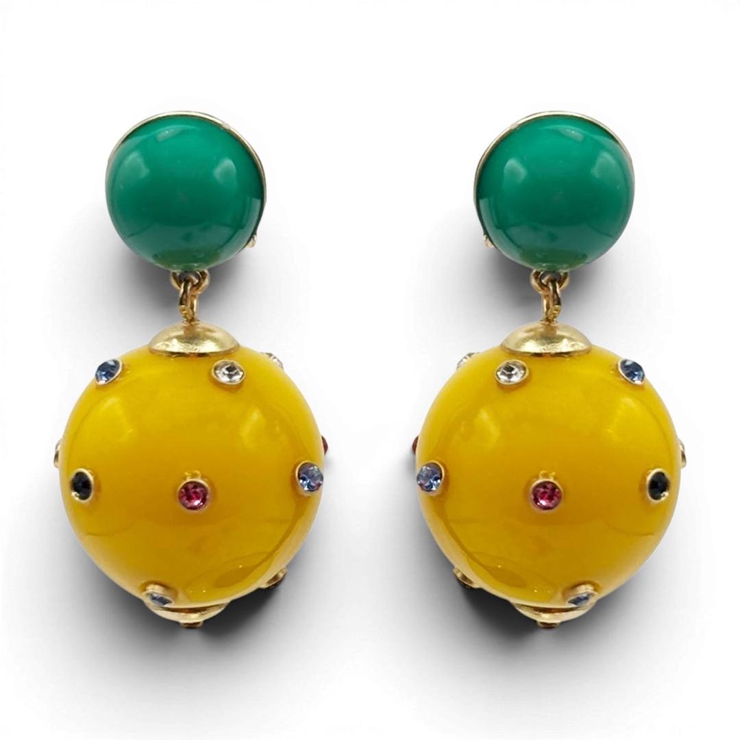 Valentina Jade And Amber Resin Studded Pierced Earrings