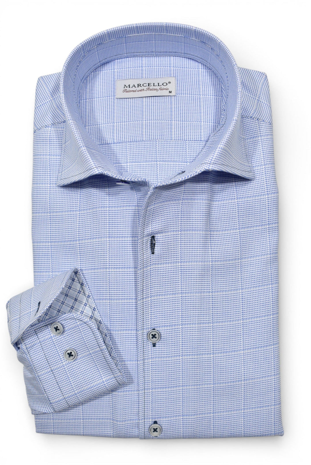 Marcello fine windowpane shirt.
