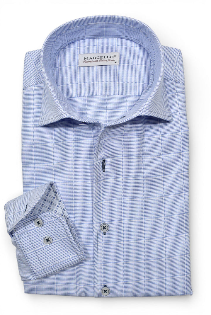 Marcello fine windowpane shirt.