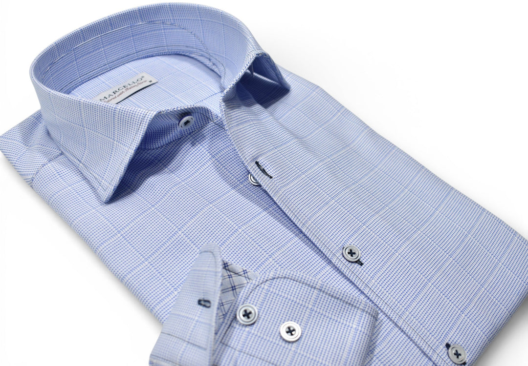 Marcello fine windowpane shirt.