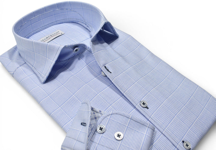 Marcello fine windowpane shirt.