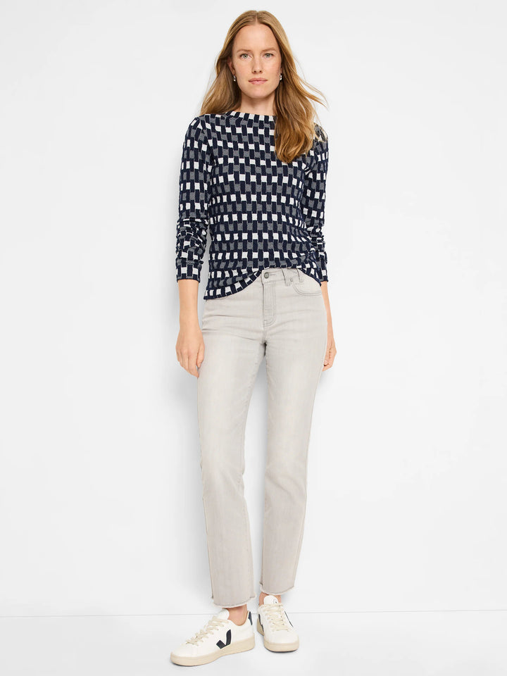 NIC+ZOE Mini Mock Geo Sweater Tee in Indigo Multi
