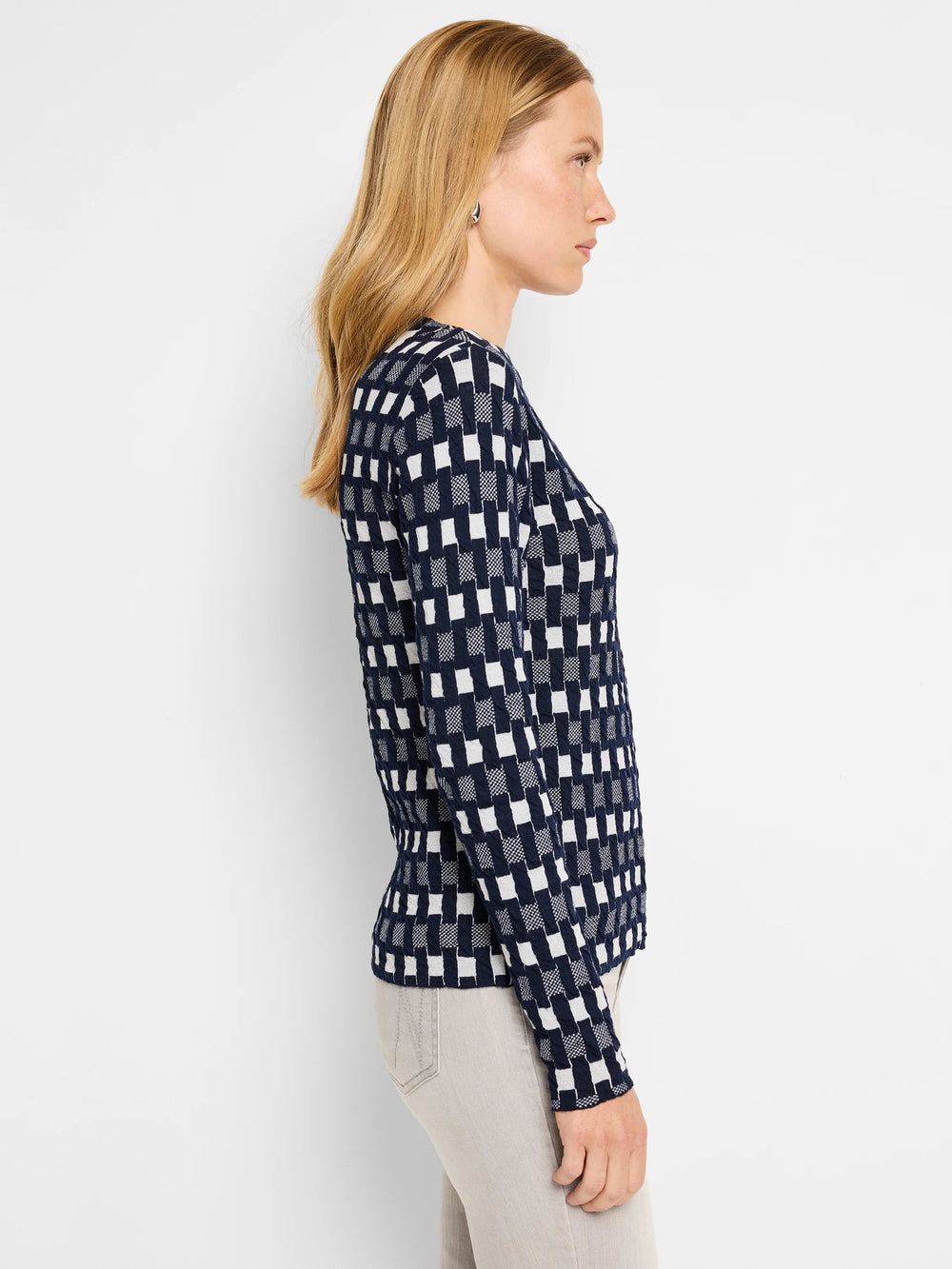 NIC+ZOE Mini Mock Geo Sweater Tee, Indigo Multi, detail