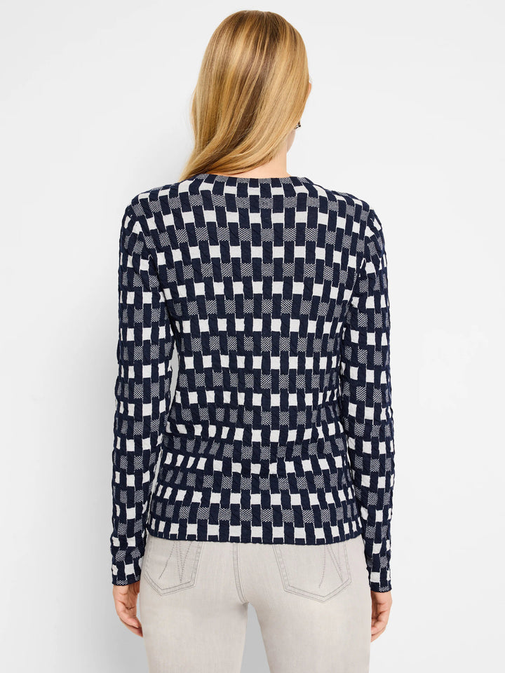 NIC+ZOE Mini Mock Geo Sweater Tee, Indigo Multi, back view
