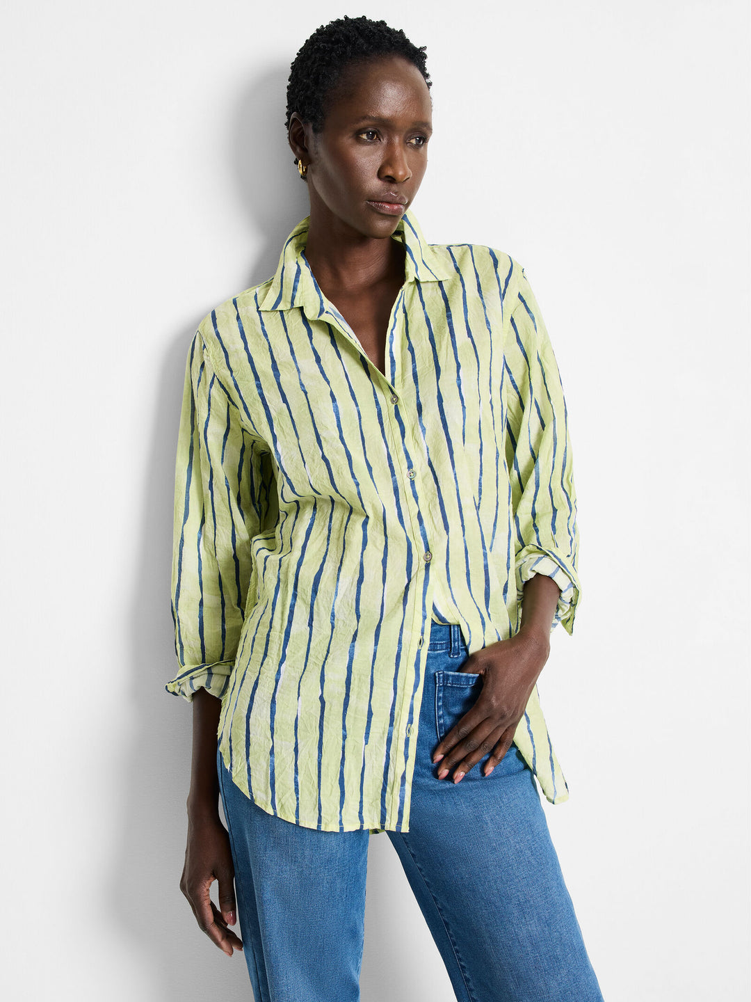 Watercolor Stripe Boyfriend Shirt