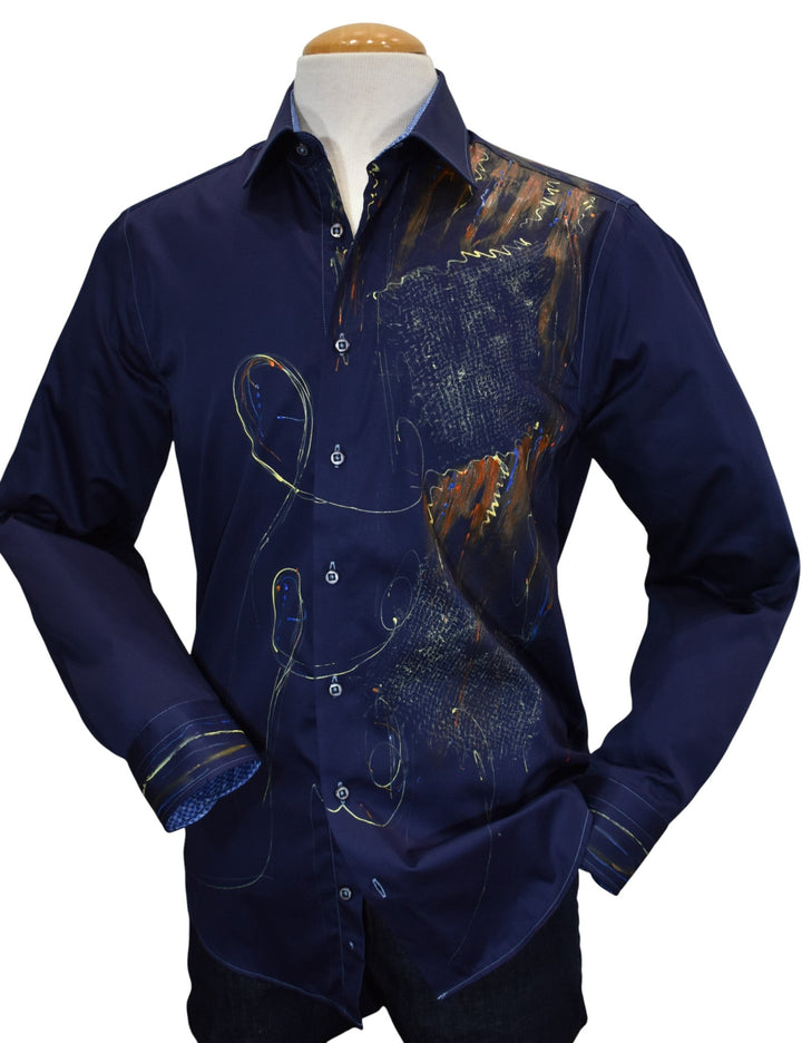 Marcello hand painted navy shirt.