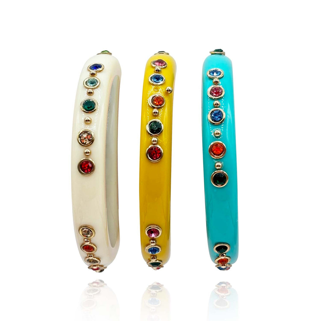 Holland Ivory Resin Studded Resin Bangle