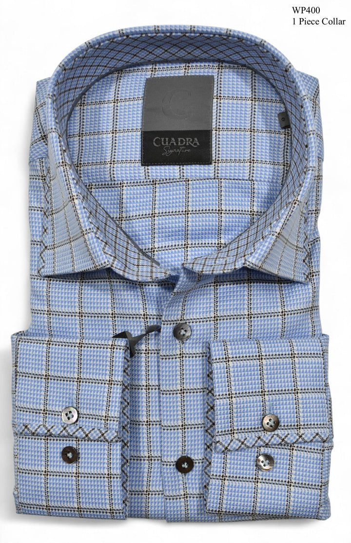 Marcello premium shirt sky blue windowpane.