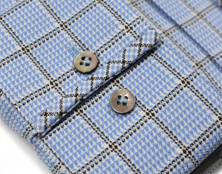 Marcello premium shirt sky blue windowpane.