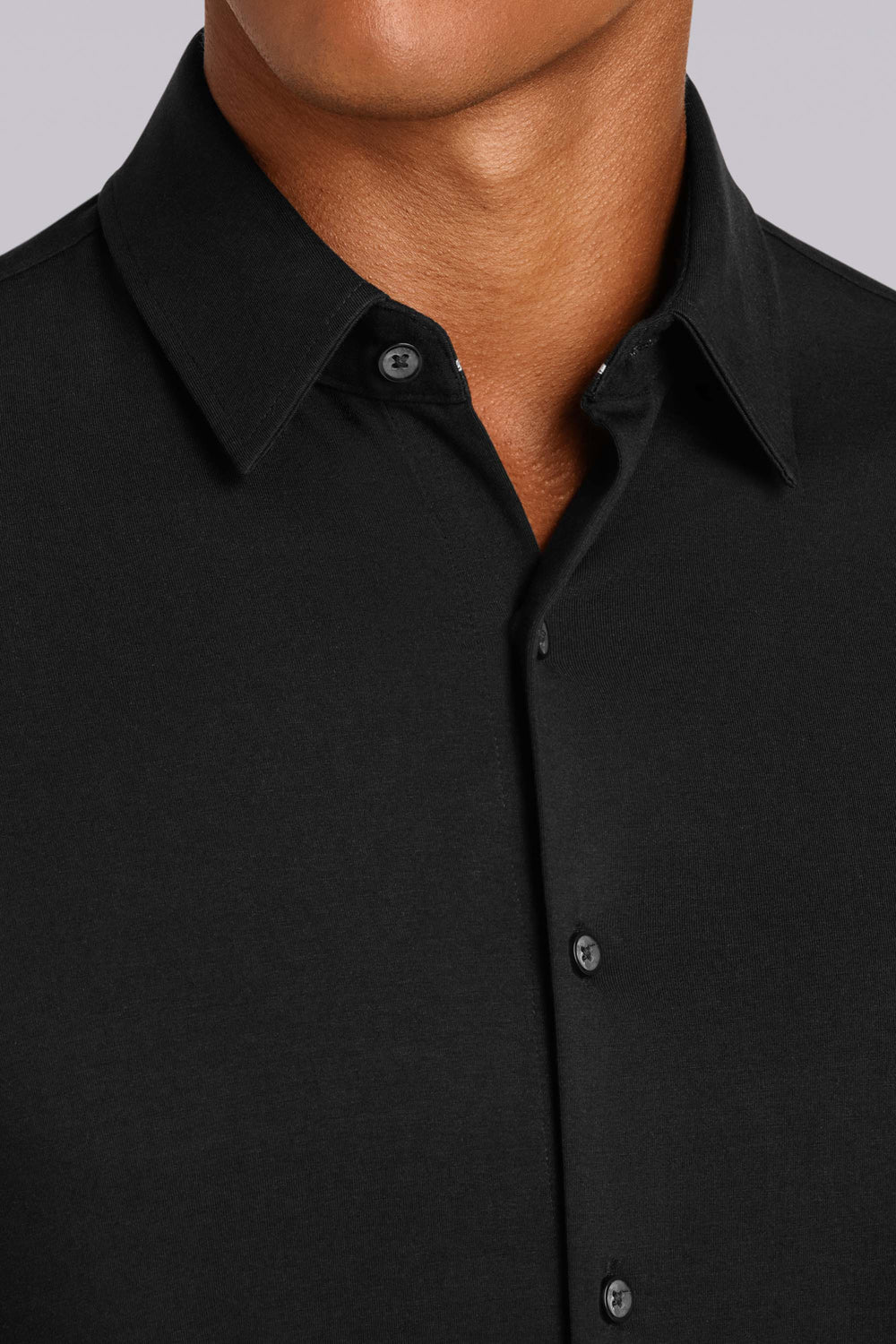 Buttercloth Tenacity Icy Cotton shirt in black - black pearl button detail