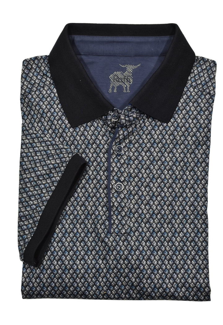 Experience ultimate comfort and style with the ZR24066 Raffi Navy Geometric Polo. Made with the sought after aqua cotton fabric, this polo is superb to the touch. The neat print pattern in trend navy colors and classic knit collar model add a modern and trendy touch. Upgrade your wardrobe with this must-have piece.