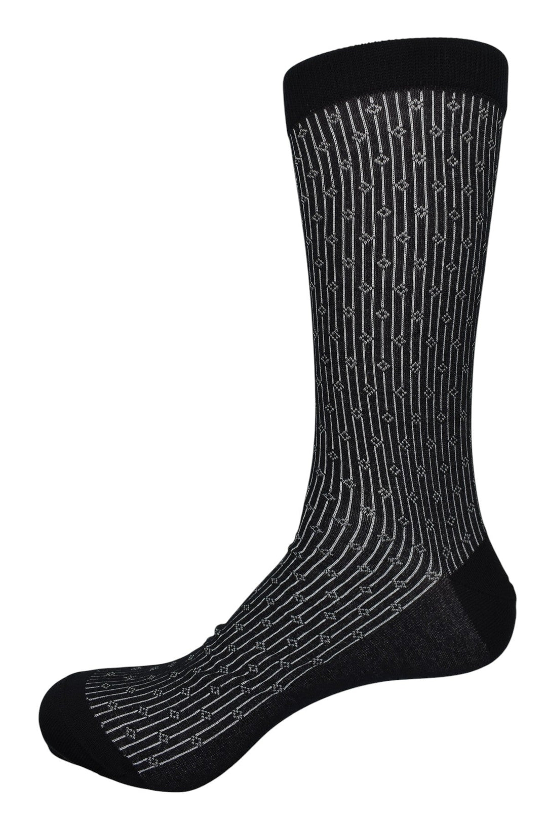 Marcello black sock with tan stripe.