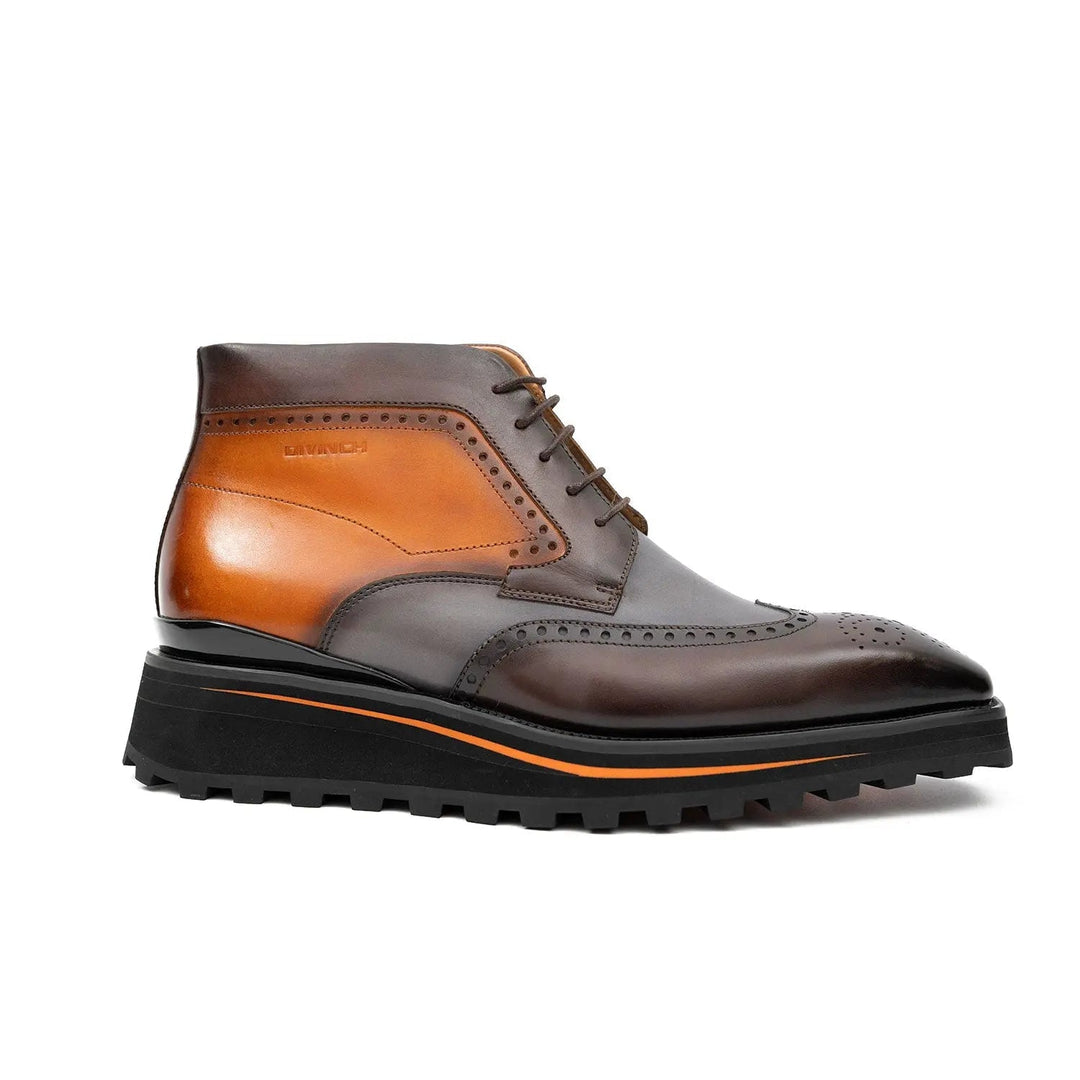Zipper Brogue Martin Boots 2890 Gray Brown
