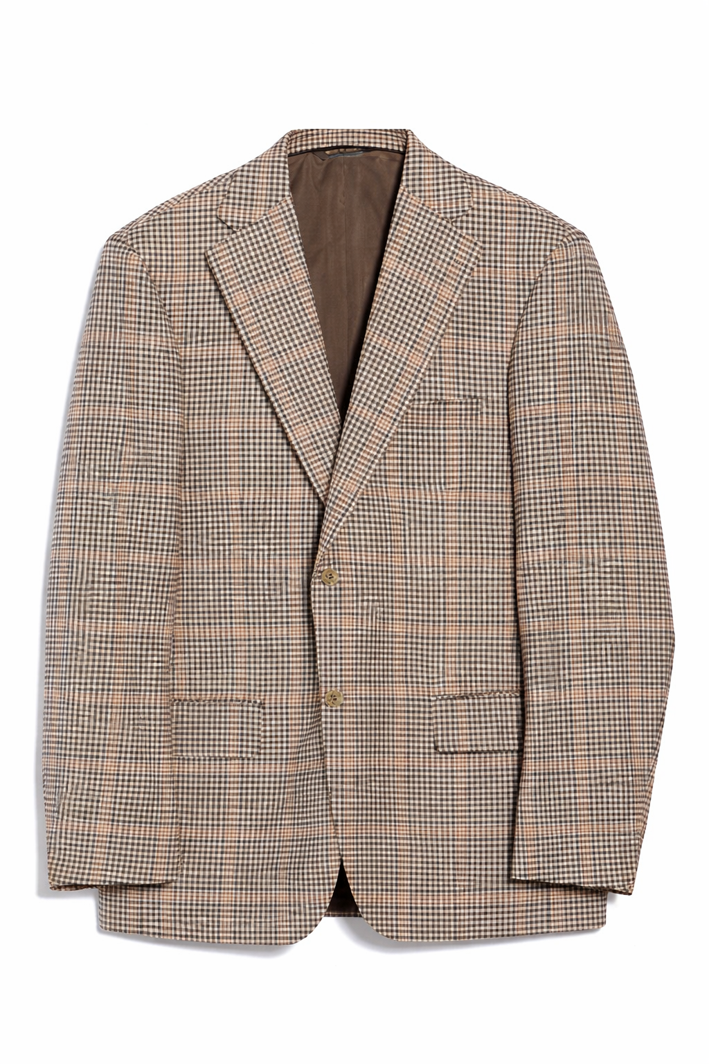 Men’s Brown Windowpane Wool & Silk Blend Sport Coat