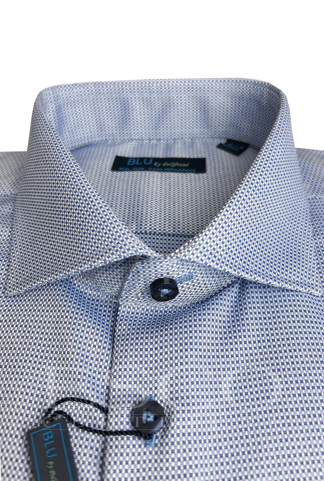 BLU by Polifroni blue dress shirt, style G2552301, detail view