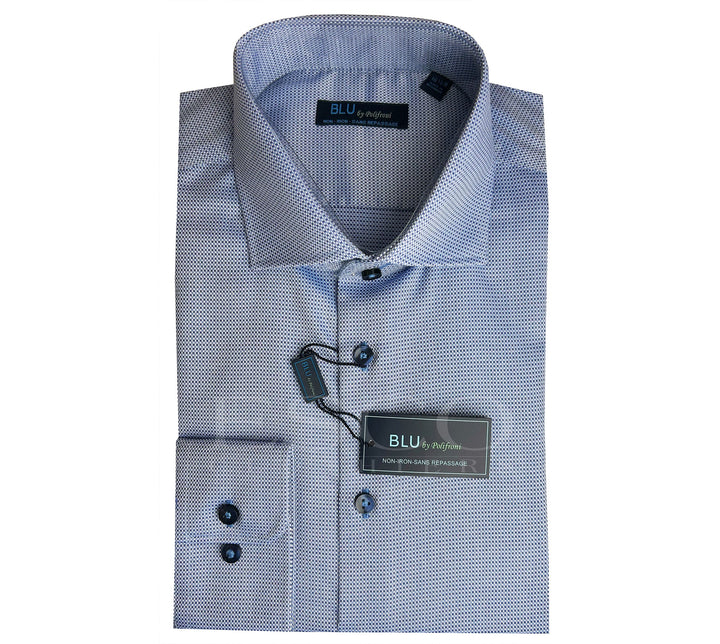 BLU by Polifroni blue dress shirt, style G2552301, front view