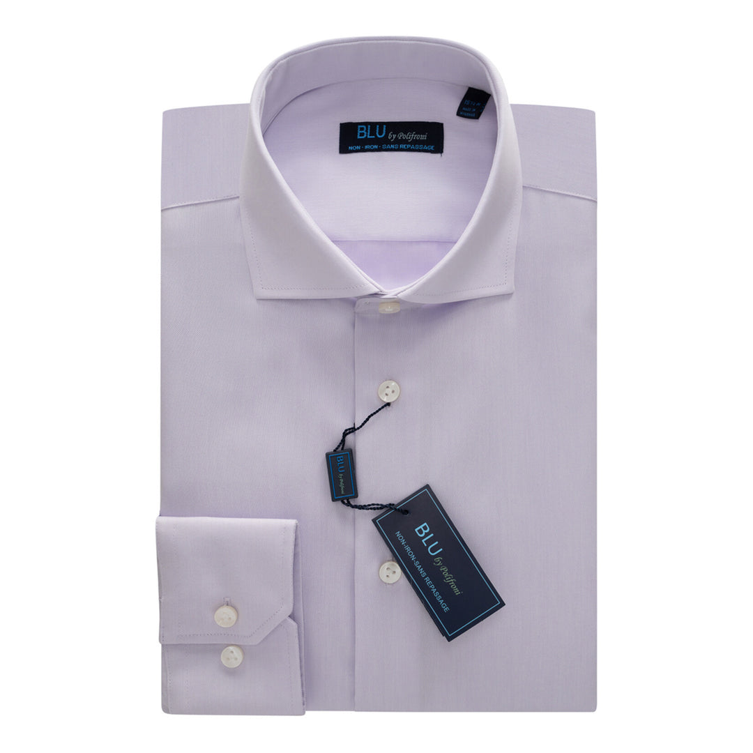 BLU by Polifroni BLU-360 non-iron dress shirt in lavender, front view