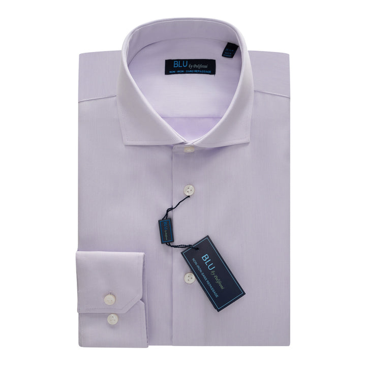 BLU by Polifroni BLU-360 non-iron dress shirt in lavender, front view