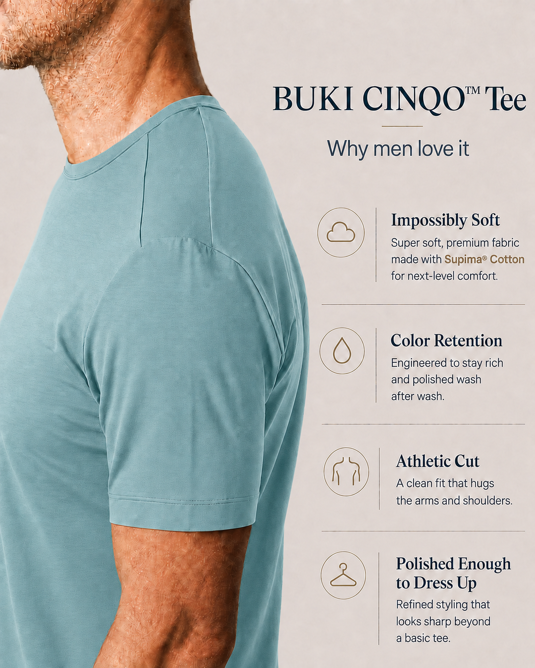 Buki State of the Art Supima Tee - Blue Grey