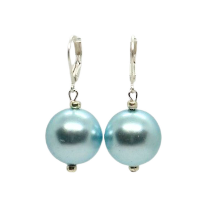 Aqua Bubble Pearl Earrings