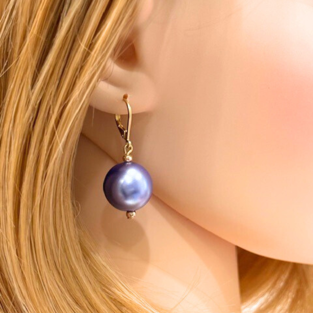Lavender Bubble Pearl Earrings